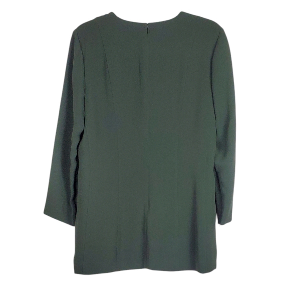 THEORY Lauret Admiral Crepe Light Top Dark Green Size 12 NWT - Picture 2 of 7